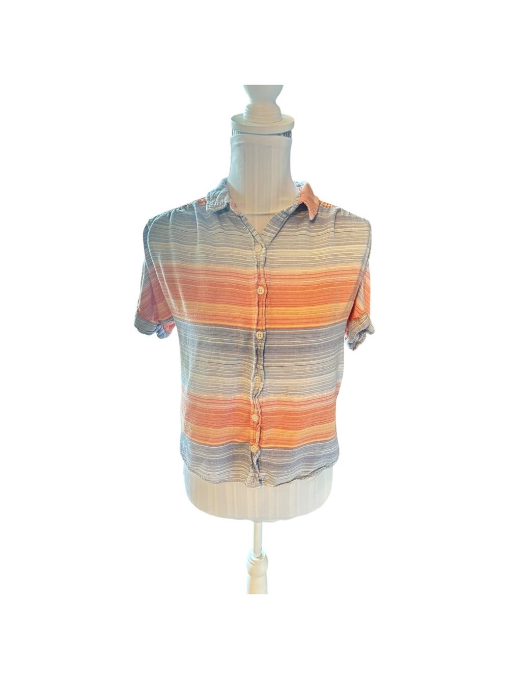 Universal Thread Orange & Blue Striped Button Down Size S